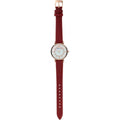  Shop Authentic Emporio Armani Gianni T-Bar Analog Mother of Pearl Dial Red Leather Strap Watch For Women - AR11322 - Luxxuri