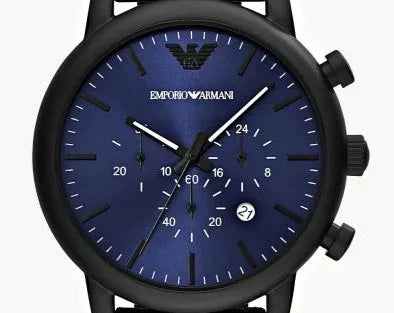  Shop Authentic Emporio Armani Luigi Analog Blue Dial Black Leather Strap Watch For Men - AR11351 - Luxxuri
