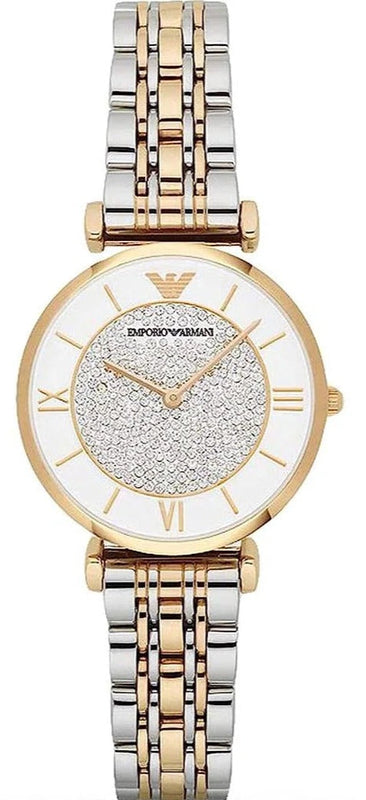  Shop Authentic Emporio Armani Gianni T Bar Analog White Dial Two Tone Steel Strap Watch For Women - AR2076 - Luxxuri