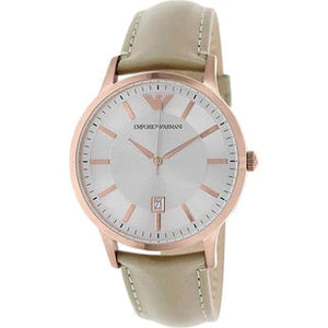  Shop Authentic Emporio Armani Classic Quartz Silver Dial Beige Leather Strap Watch For Men - AR2464 - Luxxuri