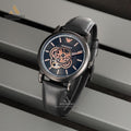 Shop Authentic Emporio Armani Luigi Automatic Skeleton Black Dial Black Leather Strap Watch For Men - AR60012 - Luxxuri