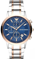  Shop Authentic Emporio Armani Renato Chronograph Blue Dial Two Tone Steel Strap Watch For Men - AR80025 - Luxxuri