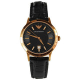  Shop Authentic Emporio Armani Classic Black Dial Black Leather Strap Watch For Women - AR9022 - Luxxuri