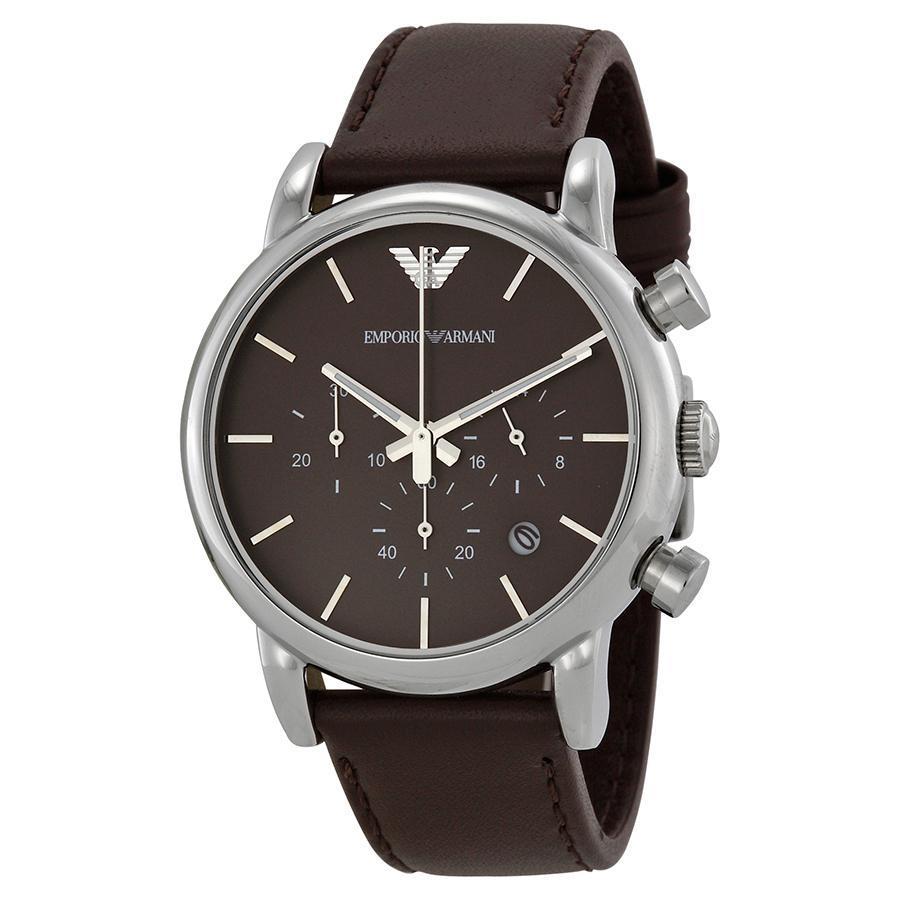  Shop Authentic Emporio Armani Classic Chronograph Brown Dial Brown Leather Strap Watch For Men - AR1734 - Luxxuri