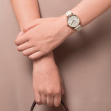  Shop Authentic Emporio Armani Gianni T Bar Light Brown Dial White Leather Strap Watch For Women - AR1769 - Luxxuri