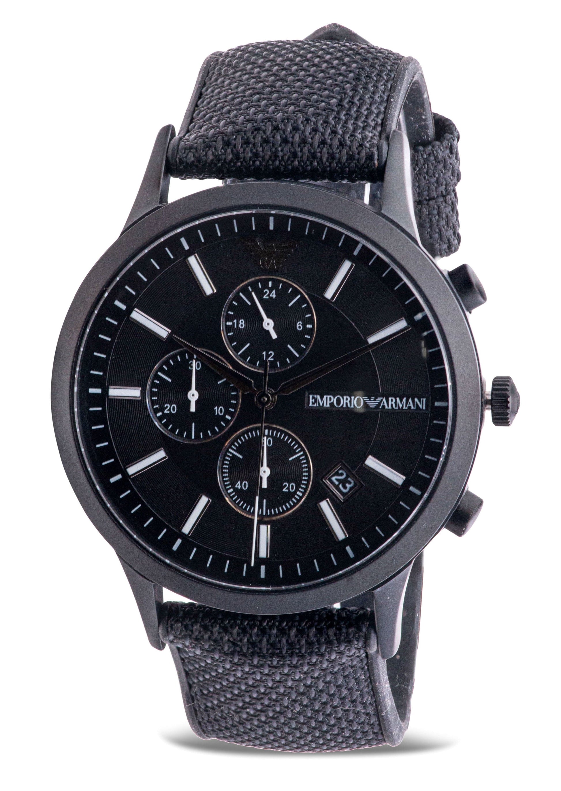  Shop Authentic Emporio Armani Renato Chronograph Black Dial Black Nylon Strap Watch For Men - AR11457 - Luxxuri