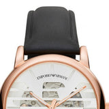  Shop Authentic Emporio Armani Meccanico Skeleton Silver Dial Black Leather Strap Watch For Men - AR60031 - Luxxuri
