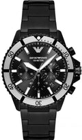  Shop Authentic Emporio Armani Diver Chronograph Black Dial Black Steel Strap Watch For Men - AR80050 - Luxxuri