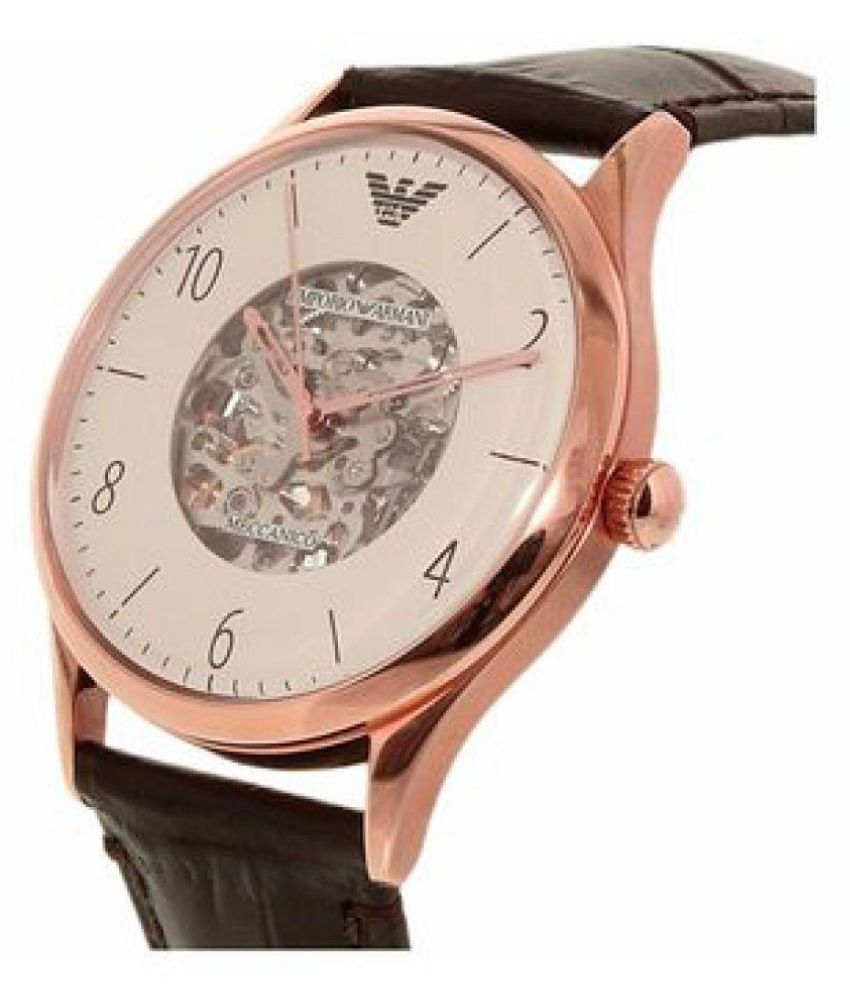  Shop Authentic Emporio Armani Meccanico White Skeleton Dial Black Leather Strap Watch For Men - AR1924 - Luxxuri