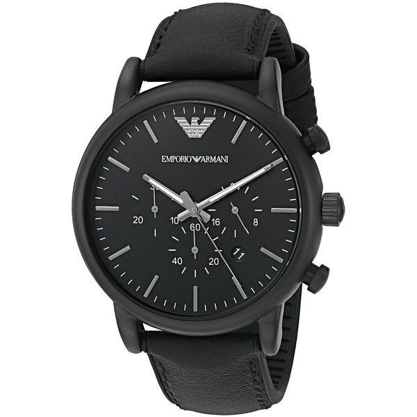  Shop Authentic Emporio Armani Luigi Chronohraph Black Dial Black Leather Strap Watch For Men - AR1970 - Luxxuri