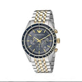  Shop Authentic Emporio Armani Tazio Chronograph Blue Dial Gold & Silver Stainless Steel Strap Watch For Men - AR8030 - Luxxuri
