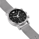  Shop Authentic Emporio Armani Luigi Chronograph Black Dial Silver Mesh Bracelet Watch For Men - AR1811 - Luxxuri