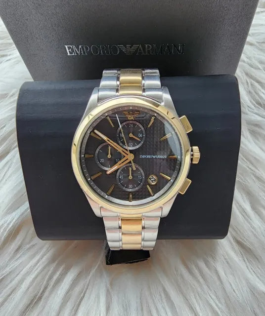  Shop Authentic Emporio Armani Quartz Black Dial Two Tone Steel Strap Watch For Men - AR80017 - Luxxuri