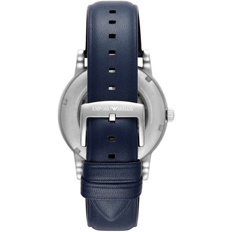 Emporio Armani Luigi Chronograph Blue Dial Black Leather Strap Watch For Men - AR60011