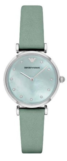  Shop Authentic Emporio Armani Gianni T Bar Mother Of Pearl Blue Dial Blue Leather Strap Watch For Women - AR1959 - Luxxuri