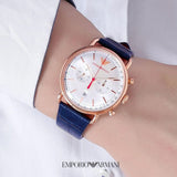  Shop Authentic Emporio Armani Aviator Silver Dial Blue Leather Strap Watch For Men - AR11123 - Luxxuri