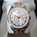  Shop Authentic Emporio Armani Sportivo Chronograph Silver Dial Two Tone Steel Strap Watch For Men - AR5999 - Luxxuri