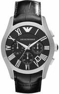  Shop Authentic Emporio Armani Valente Chronograph Black Dial Black Leather Strap Watch For Men - AR1633 - Luxxuri