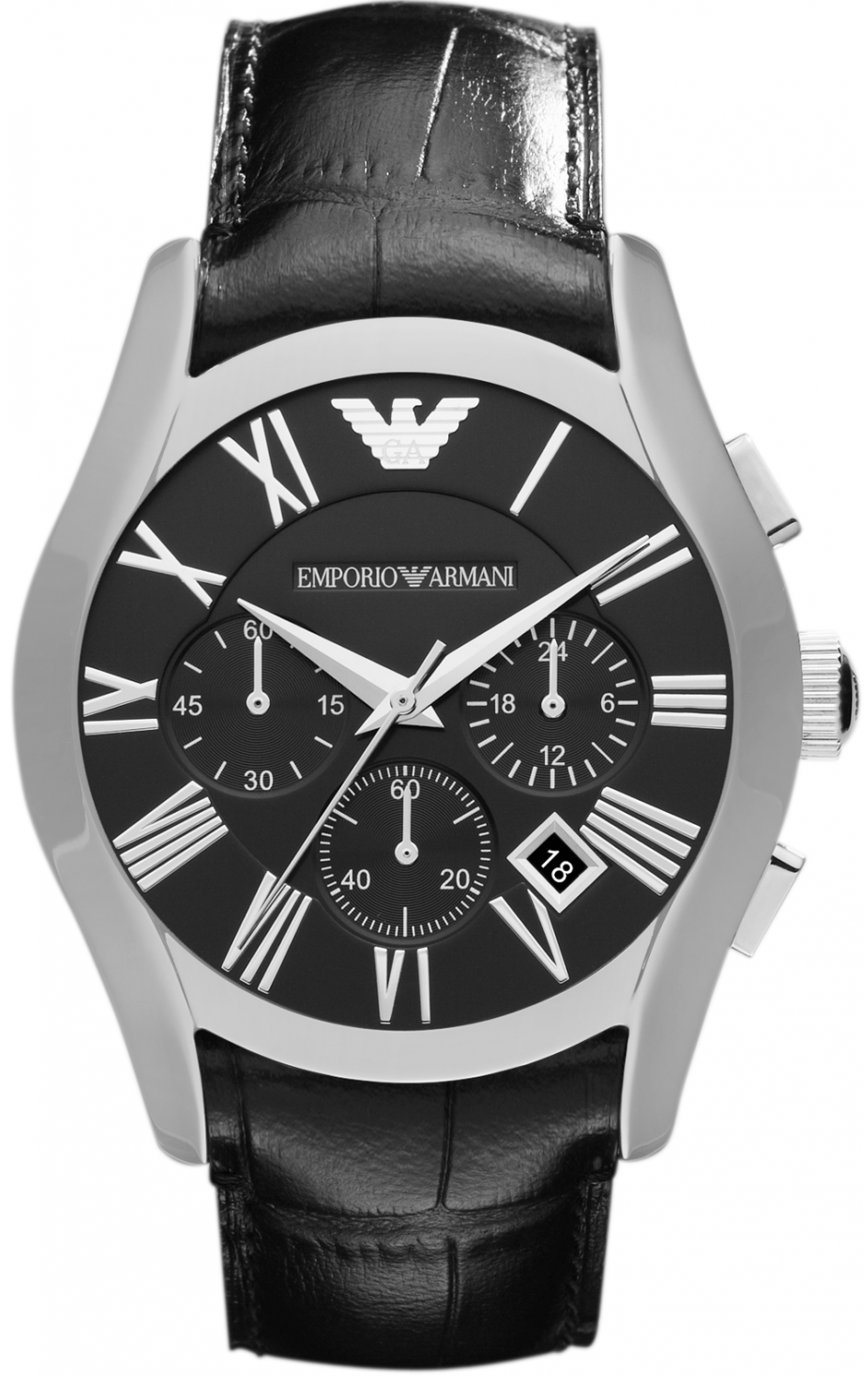  Shop Authentic Emporio Armani Valente Chronograph Black Dial Black Leather Strap Watch For Men - AR1633 - Luxxuri