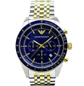  Shop Authentic Emporio Armani Tazio Chronograph Blue Dial Two Tone Stainless Steel Watch For Men - AR6088 - Luxxuri