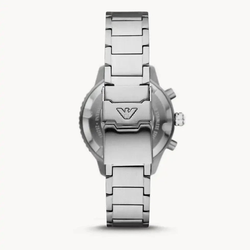  Shop Authentic Emporio Armani Diver Chronograph Quartz Black Dial Silver Steel Strap Watch For Men - AR11360 - Luxxuri