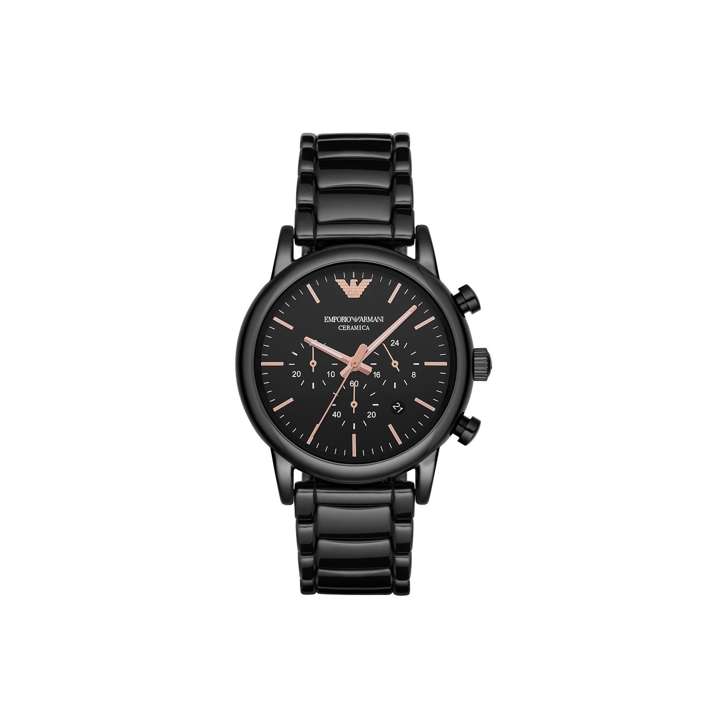  Shop Authentic Emporio Armani Luigi Ceramic Chronograph Black Dial Black Strap Watch For Men - AR1509 - Luxxuri