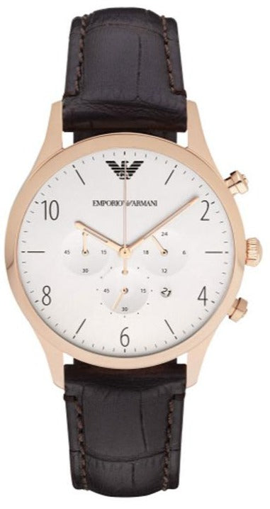  Shop Authentic Emporio Armani Beta Chronograph White Dial Brown Leather Strap Watch For Men - AR1916 - Luxxuri