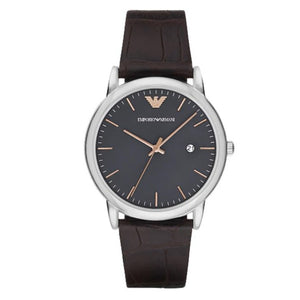  Shop Authentic Emporio Armani Luigi Quartz Gray Dial Brown Leather Strap Watch For Men - AR1996 - Luxxuri
