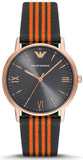  Shop Authentic Emporio Armani Kappa Quartz Grey Dial Two Tone Nylon Strap Watch For Men - AR11014 - Luxxuri