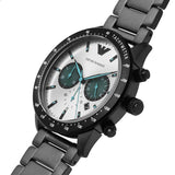  Shop Authentic Emporio Armani Mario Chronograph White Dial Black Steel Strap Watch For Men - AR11471 - Luxxuri