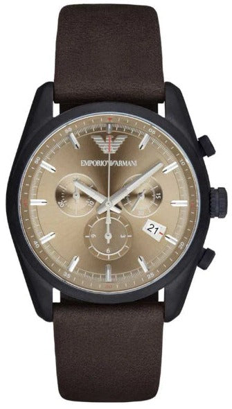  Shop Authentic Emporio Armani Sportivo Chronograph Beige Dial Brown Leather Strap Watch For Men - AR6078 - Luxxuri
