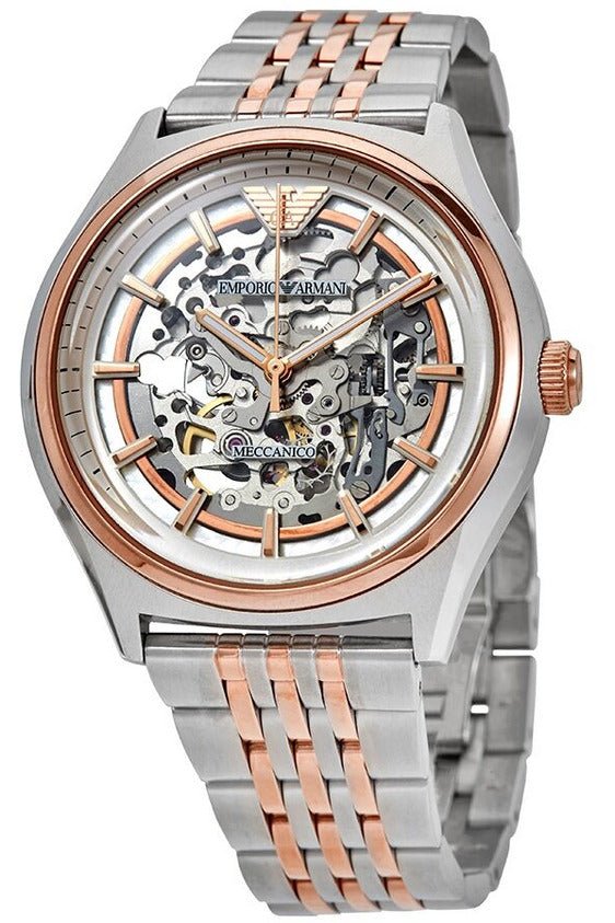  Shop Authentic Emporio Armani Meccanico White Dial Two Tone Stainless Steel Watch For Men - AR60002 - Luxxuri