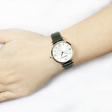  Shop Authentic Emporio Armani Retro Champagne Beige Dial Green Leather Strap Watch For Women - AR1726 - Luxxuri