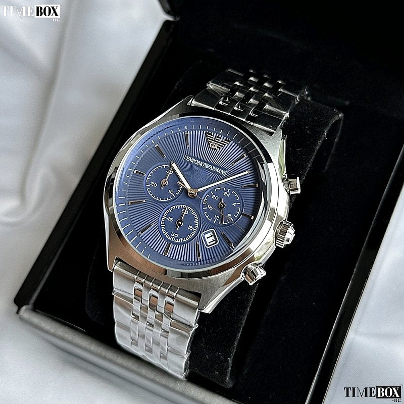  Shop Authentic Emporio Armani Luigi Chronograph Quartz Blue Dial Silver Steel Strap Watch For Men - AR1974 - Luxxuri