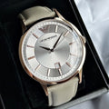  Shop Authentic Emporio Armani Classic Quartz Silver Dial Beige Leather Strap Watch For Men - AR2464 - Luxxuri