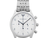  Shop Authentic Emporio Armani Classic Chronograph Silver Dial Silver Steel Strap Watch For Men - AR1879 - Luxxuri