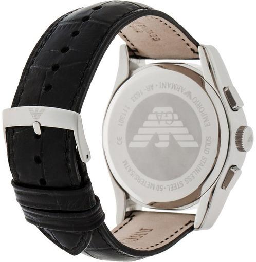  Shop Authentic Emporio Armani Valente Chronograph Black Dial Black Leather Strap Watch For Men - AR1633 - Luxxuri