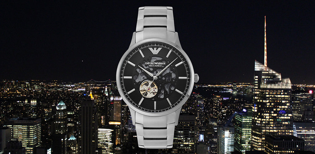  Shop Authentic Emporio Armani Meccanico Automatic Black Dial Silver Steel Strap Watch For Men - AR60055 - Luxxuri