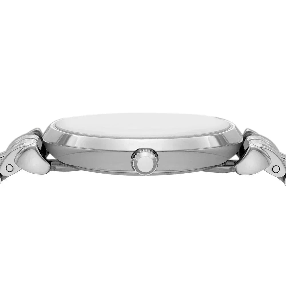 Emporio Armani Gianni T-Bar Quartz Silver Dial Silver Steel Strap Watch For Women - AR11445