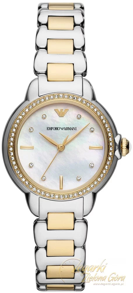  Shop Authentic Emporio Armani Mia Quartz Mother of Pearl Dial Two Tone Steel Strap Watch For Women - AR11524 - Luxxuri
