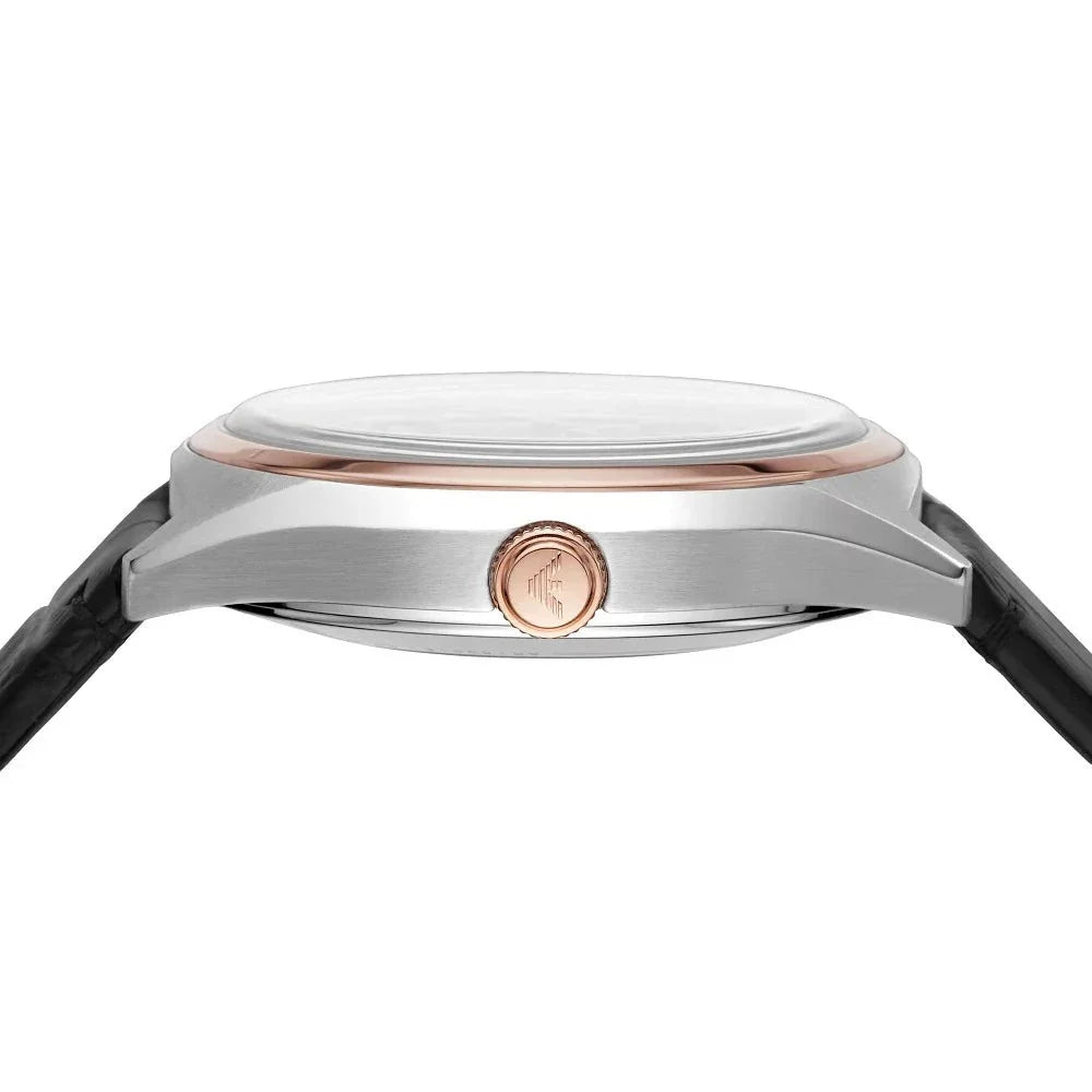  Shop Authentic Emporio Armani Zeta Skeleton Automatic Silver Dial Black Leather Strap Watch For Men - AR60018 - Luxxuri