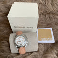  Shop Authentic Michael Kors Camille Three-Hand Crystals White Dial Pink Leather Strap Watch for Women - MK2963 - Luxxuri