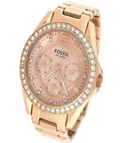  Shop Authentic Fossil Riley Multifunction Rose Gold Dial Rose Gold Steel Strap Watch for Women - ES2811 - Luxxuri