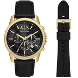  Shop Authentic Armani Exchange Outerbanks Chronograph Black Dial Black Leather Strap Watch For Men - AX7133 - Luxxuri