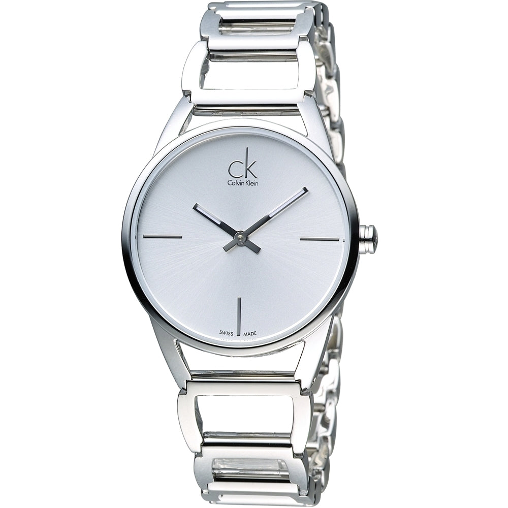  Shop Authentic Calvin Klein Stately White Dial Silver Steel Strap Watch for Women - K3G23126 - Luxxuri
