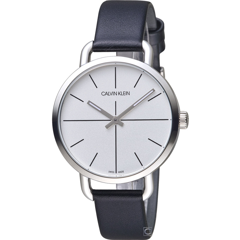  Shop Authentic Calvin Klein Evan White Dial Black Leather Strap Watch for Women - K7B231CY - Luxxuri
