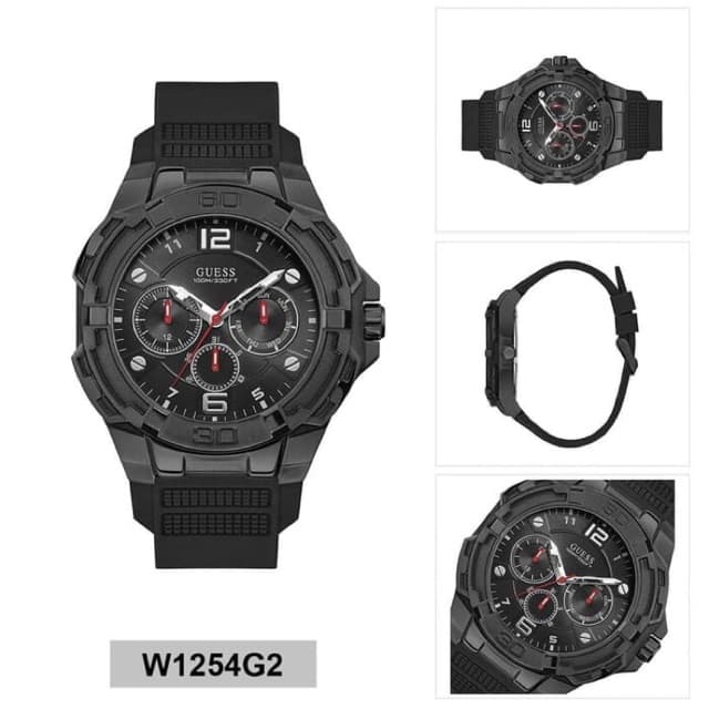  Shop Authentic Guess Genesis Quartz Black Dial Black Silicone Strap Watch For Men - W1254G2 - Luxxuri
