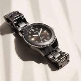  Shop Authentic Fossil FB-01 Three-Hand Black Dial Black Ceramic Strap Watch for Women - CE1108 - Luxxuri