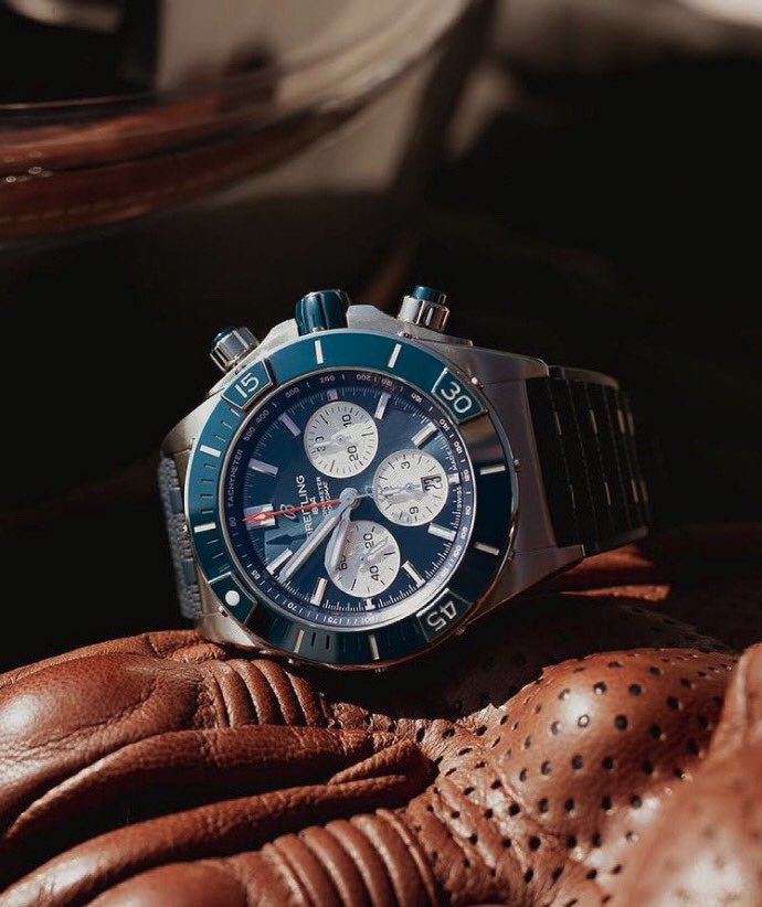  Shop Authentic Breitling Super Chronomat B01 44 Blue Dial Blue Rubber Strap Watch for Men - AB0136161C1S1 - Luxxuri