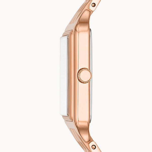Fossil Raquel Three Hand Date White Dial Rose Gold Steel Strap Watch For Women - ES5271